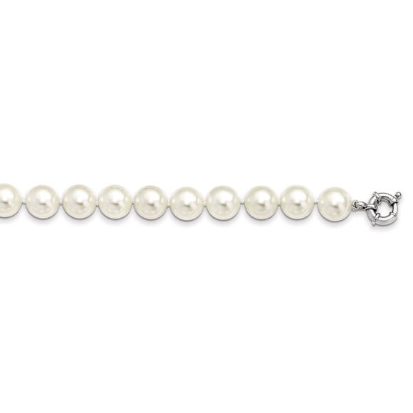 925 Sterling Silver 12 13mm Blanc Simulé Shell Nouée à la Main Collier Pendentif Pendentif Perle Station