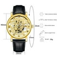 thumbnail image 3 of Rinsvye Men Business World Map Watch Gents Quartz Watch Men Wrist Watch Women Bottom Hollow Imitation Mechanical Wrist Watch Women Watch Men Belt Watch Wrist Watch For Women, 3 of 5