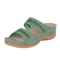 thumbnail image 6 of Orthopedic Wedge Sandals for Women Open Toe Slides Fashion Bohemia Embroidery Slip on Beach Shoes Comfortable Slip on Summer Slippers Light Green Size 9.5, 6 of 6