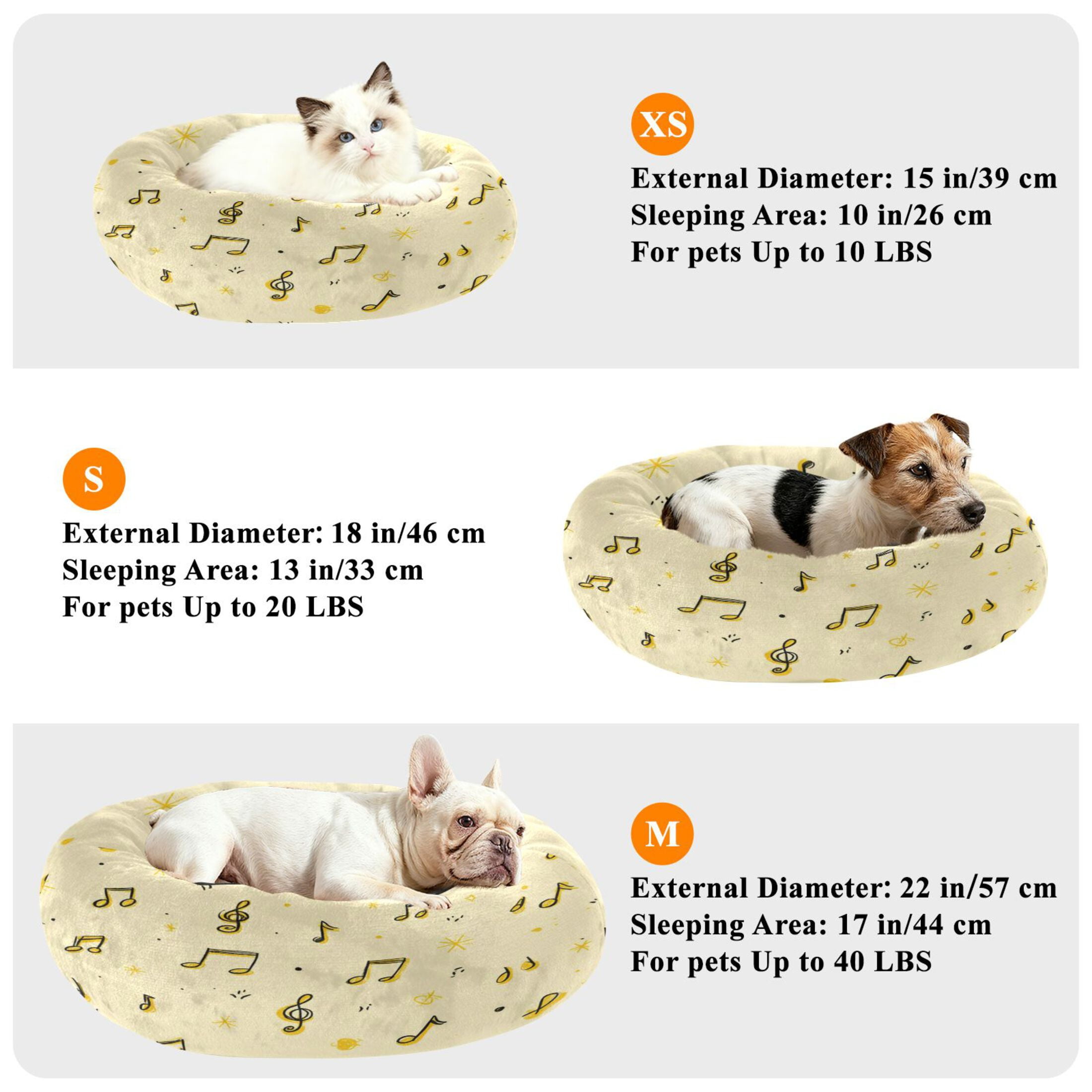 Iauyy Pet Couch Donut Cat Bed for Indoor Cats/Small Dogs Washable & Machine with Non-slip Bottom Calming Cat Furniture, Yellow and Bright (XS)