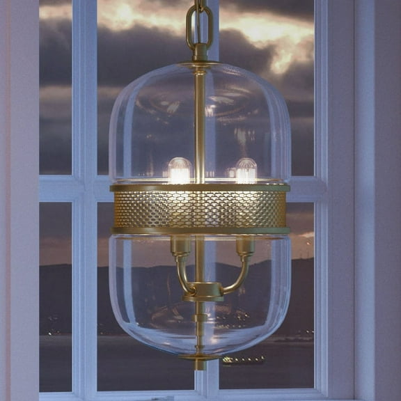 Luxury Vintage Indoor Chandelier, 18.25''H x 9''W, with Bohemian Style Elements, Art Deco Design, Palladian Gold Finish and Glass, UHP2841
