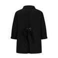 thumbnail image 5 of Fartey Women's Cotton Linen Shirts Dressy Casual Button Down Blouses Loose Casual 3/4 Sleeve Lapel Collar Shirt Fashion Summer Solid Color Tops Black XXL, 5 of 9
