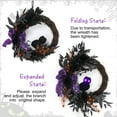 thumbnail image 5 of Halloween Wreath for Front Door,22 Inch Halloween Wreath with Lighted Owl ,Black Flowers ,Creepy Faux Floral Wreath for Door Porch Wall Outdoor Indoor Party Home Decor, 5 of 6