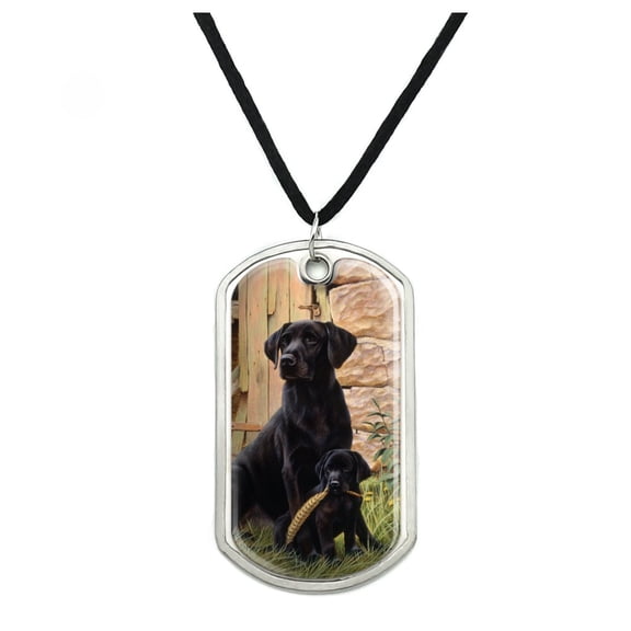 Black Labrador Retriever Dog Puppy Military Dog Tag Pendant Necklace with Cord