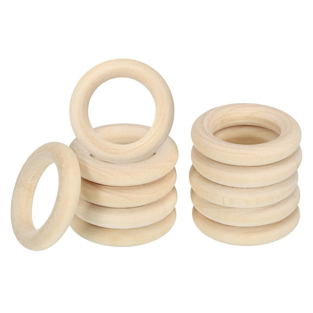 Unique Bargains 30mm Wooden Rings for Crafts, 50 Pack Natural Wood Rings Unfinished Wood Loop Circle
