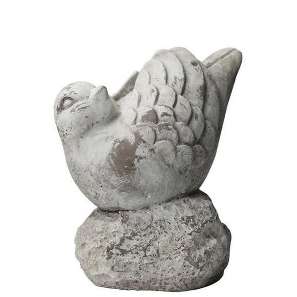 Collection de Tendances Urbaines Figurine d'Oiseau Cardinal en Ciment 41518 - à la Recherche d'Une Position Verticale sur la Base Creuse de Roche&44; Gris en Détresse - Grande