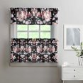 thumbnail image 2 of Pioneer Kitchen Curtains and Valance Set 24 Inch Tier Rose Plant Leaves Flowers Garden Curtains Small Drapes for Cafe Living Room Bathroom Farmhouse 3 Pieces Set Rod Pocket, 2 of 6