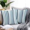 thumbnail image 2 of Teal Blue Gradient Stripes Outdoor Pillow Covers Set of 2 Minimalist Abstract Vertical Striped Waterproof Throw Pillow Case Decorative Square Cushion Cover for Patio Couch Garden Balcony, 26"x26", 2 of 9