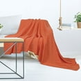 thumbnail image 4 of PiccoCasa Cotton Knitted Blanket Throw Blanket for Couch, Bed, Sofa, Travel, Orange 47" x 70", 4 of 8