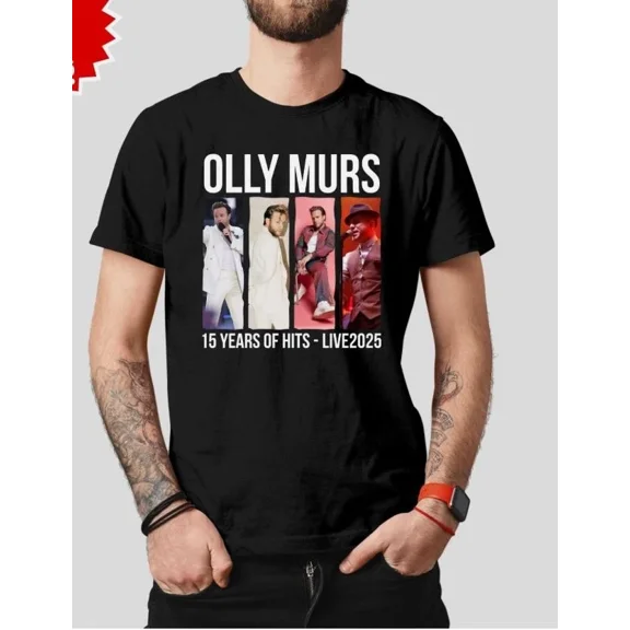 RARE Olly Murs Concert T Shirt 15 Years Of Hits Printed Inspired Tour 2025