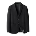 thumbnail image 2 of BiZtdJrK Big and Tall Casual Sport Coats For Men Waffle Knit Two Buttons Long Sleeve Suit Jackets Notched Lapel Solid Comfortable Blazers Black M, 2 of 9