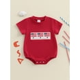 thumbnail image 4 of BemeyourBBs Newborn Baby Girl 4th of July Outfit Bubble Romper Patriotic Independent Day Summer Clothes Casual American Flag Embroidery Fly Sleeves Bodysuit Jumpsuit, 4 of 9