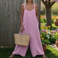 thumbnail image 4 of Yourumao Womens Overalls Adjustable Straps Baggy One Piece Jumpsuits Sleeveless Scoop Neck Straight Leg Pants for Lounge Weekend, 4 of 9