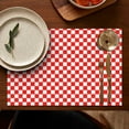 thumbnail image 5 of Red White Checkerboard Checkered Pattern Summer Placemats Table Placemats Set Of 4-Linen Kitchen Washable Placemats Table Mats 11.8"x17.7" Non-Slip Heat Resistant, 5 of 6