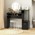 thumbnail image 4 of WYDK Computer Desk with Drawer, 39.5’’ Writing Desk with Storage Shelf, Keyboard Tray, Study Table for Kids Rooms, Wood Vanity Makeup Table, Small Desk for Bedroom, Living Room, Home Office (Black), 4 of 9