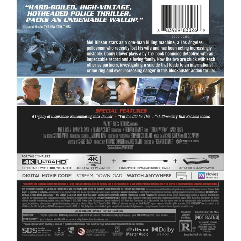 Warner Home Video, Ultra HD, Lethal Weapon, Theatrical and