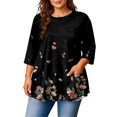 thumbnail image 2 of Sewkxo Womens Plus Size Tops Loose Fit 3/4 Length Shirt Crewneck Print Blouse 2026 Summer Fashion Clothes,Multicolor 4XL, 2 of 6