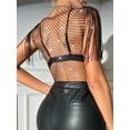 thumbnail image 5 of Biezeib Women's Mesh Tank Tops Diamond Hollow Out See Through Tassel Tops for Club Rave Outfit, 5 of 6
