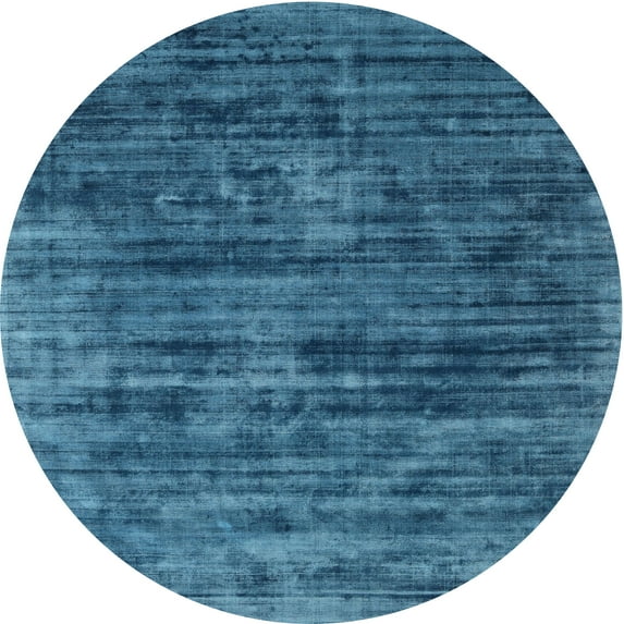 Ahgly Company Indoor Round Contemporary Blue Ivy Blue Abstract Area Rugs, 6' Round