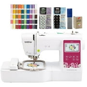 Brother PE545 Embroidery Machine, 50-Piece Designio Thread Set, 20 Bobbins, 100-Piece 75/11 Embroidery Needles, Stabilizer Roll