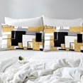 thumbnail image 3 of YST Yellow Black Grey Bedding Set Full Abstract Geometric Bed Sheets Sequins Checkered Fitted Sheet For Kids Adults Buffalo Check Grids Bed Cover For All Season Room Decor（No Top Sheet）, 3 of 5