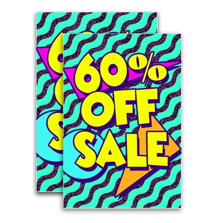 60 Percent Off Sale (24" X 36") Vinyl Decal Only (Pack of 2) |Sign|Sticker|Poster
