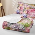 thumbnail image 4 of Castle Fairy Pink Fashion Perfume Print Bed Spread Queen,Watercolor Garden Wildflower Pattern Queen Coverlet Set,Green Purple, 4 of 7