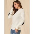 thumbnail image 2 of Allegra K Suéter Suelto Para Mujer Caída Del Hombro Parche De Codo De Gato blanco XS, 2 of 6