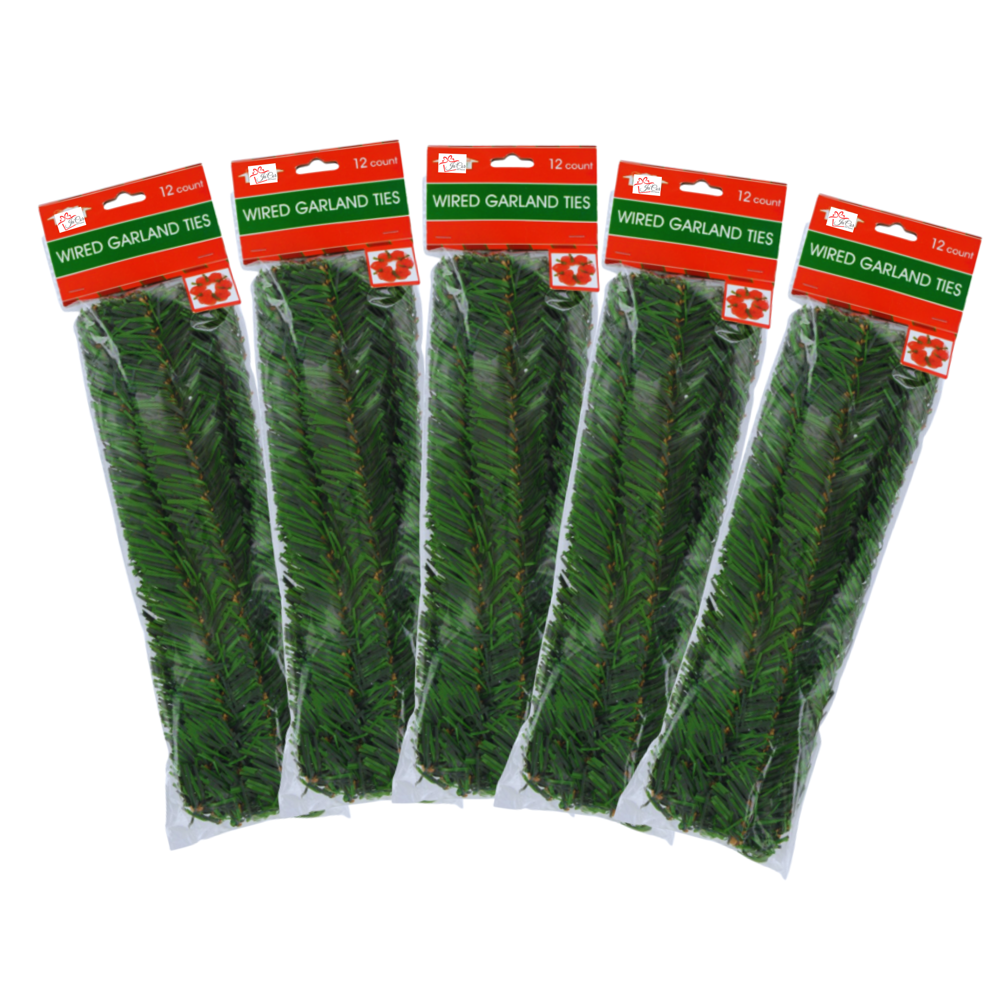 Ja'Cor Christmas Wired Garland Ties 60 Ct, Artificial Pine Needles
