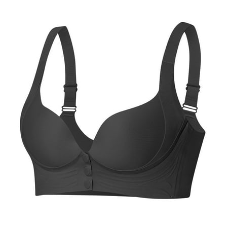 Tao Tao Seamless Wireless Bra for Women  Classic Open Front Plunge Lift Everyday Bras Soft and Comfortable Push Up Tshirt Bra Black XL