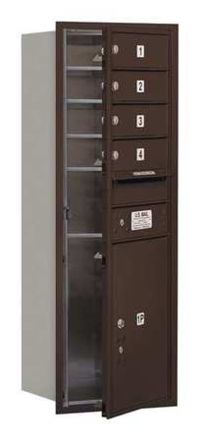 4C Horizontal Mailbox - 11 Door High Unit - Single Column - 4 MB1 Doors / 1 PL5 - Bronze - Front Loading - USPS Access