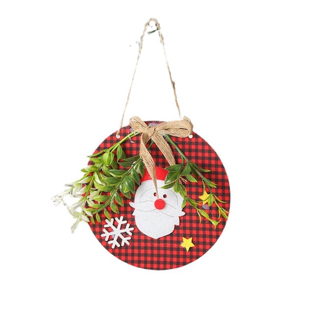 Advancent Guirnalda navideña de para vacaciones, fiesta de Navidad, árbol colgante, chimenea, pared, ventana, puerta, redonda, Kits de decoración para fiestas Papá Noel rojo