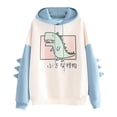 thumbnail image 3 of Sudadera con capucha de dibujos animados de dinosaurio para mujer, sudadera gruesa de estilo coreano con estampado informal, Tops de invierno, 3 of 3