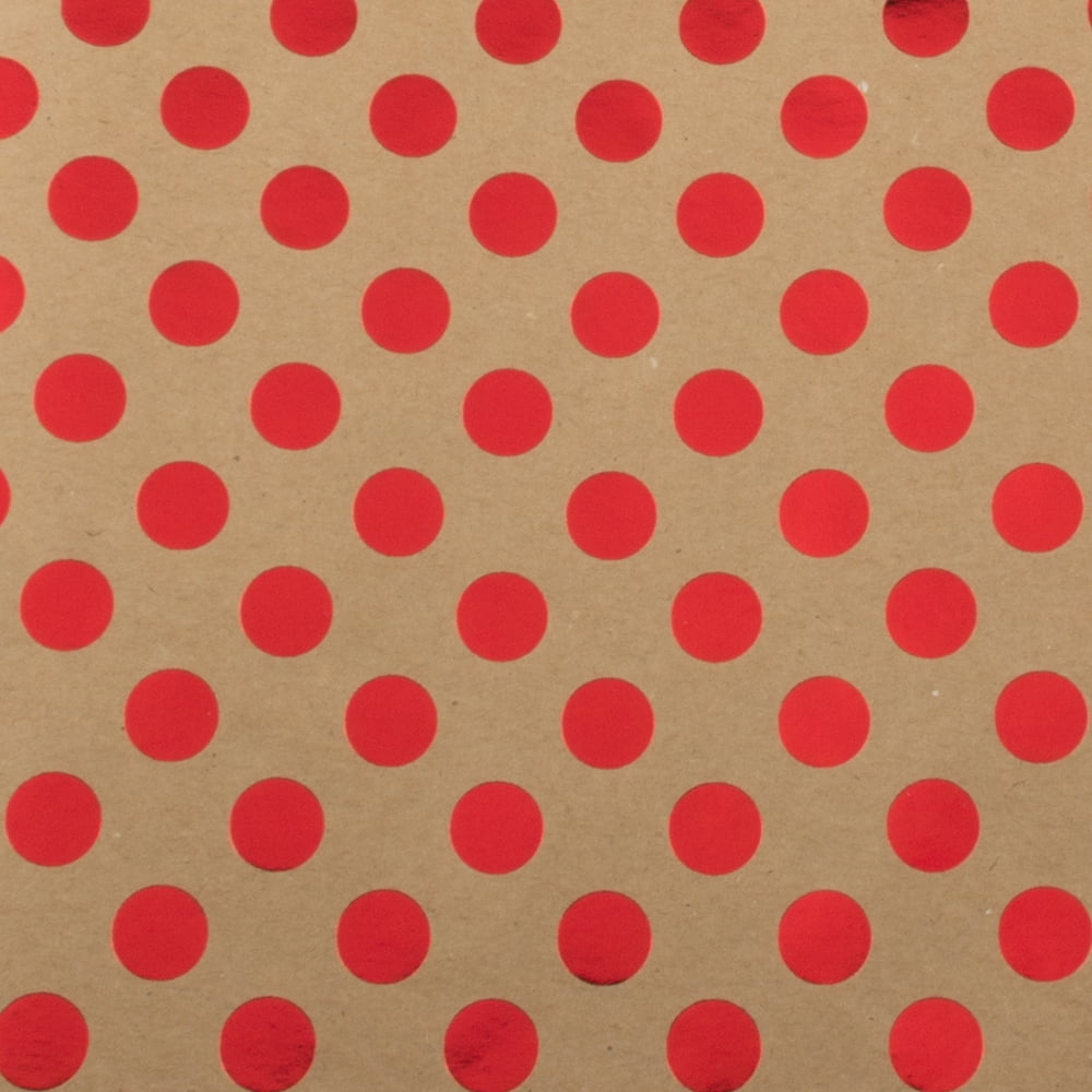 JAM Brown Paper Christmas Kraft Gift Wrap Papers, with Red Dots (2 Rolls) 50 sq ft.