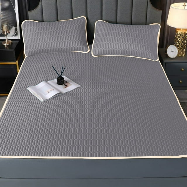 YIMWNYI Solid Color Latex Cooling Mat Set, 3-Piece Set, Latex Bed Sheet, Pillowcases, Summer Cooling Bedding, Breathable and Comfortable Bedding Set