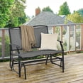 thumbnail image 2 of 2-Person Patio Glider Bench, Outdoor Rocker Glider Loveseat Chair W/Heavy-Duty Steel Frame, Breathable Seat Fabric, Rocking Lounge Chair for Poolside, Garden, Backyard (Grey), 2 of 18