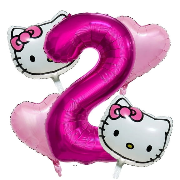 5 PCS Kitty Cate Balloon Bouquet 2nd Birthday Party Supplies Birthday Party Balloons