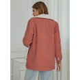 thumbnail image 2 of Eilly Bazar Corduroy Coat for Women Long Sleeve Button Front Female Fleece Jacket Coat Rusty Rose S, 2 of 5