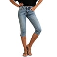 thumbnail image 6 of LEKWK Capri Jeans for Women Stretch Mid Rise Casual Denim Capri Pants Side Slit Slim Fit Pull On Cropped Trousers with Pockets Fashion Daily Wear, 6 of 7