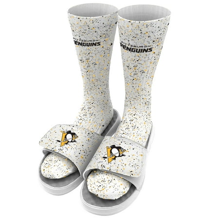 

Men s ISlide White Pittsburgh Penguins Speckle Socks & Slide Sandals Bundle