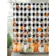 thumbnail image 2 of Fall Shower Curtain Pumpkin Flowers Shower Curtains for Bathroom Thanksgiving Decor, Waterproof Polyester Shower Curtain Set with Hooks, Standard Size 72" x 72" Autumn Leaf Black White Check, 2 of 6