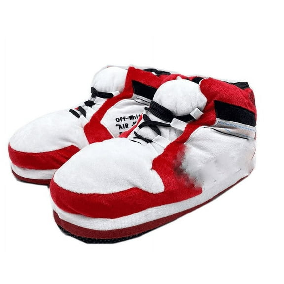 Sneaker Slippers in OW Red Look – Comfy adult sneaker slippers for men and women One Size Fits Most