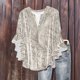 thumbnail image 4 of Tejiojio Women's Casual Printed Top Lace Trim V-Neck 3/4 Sleeves Button Down Fashionable Daily Wear, 4 of 6