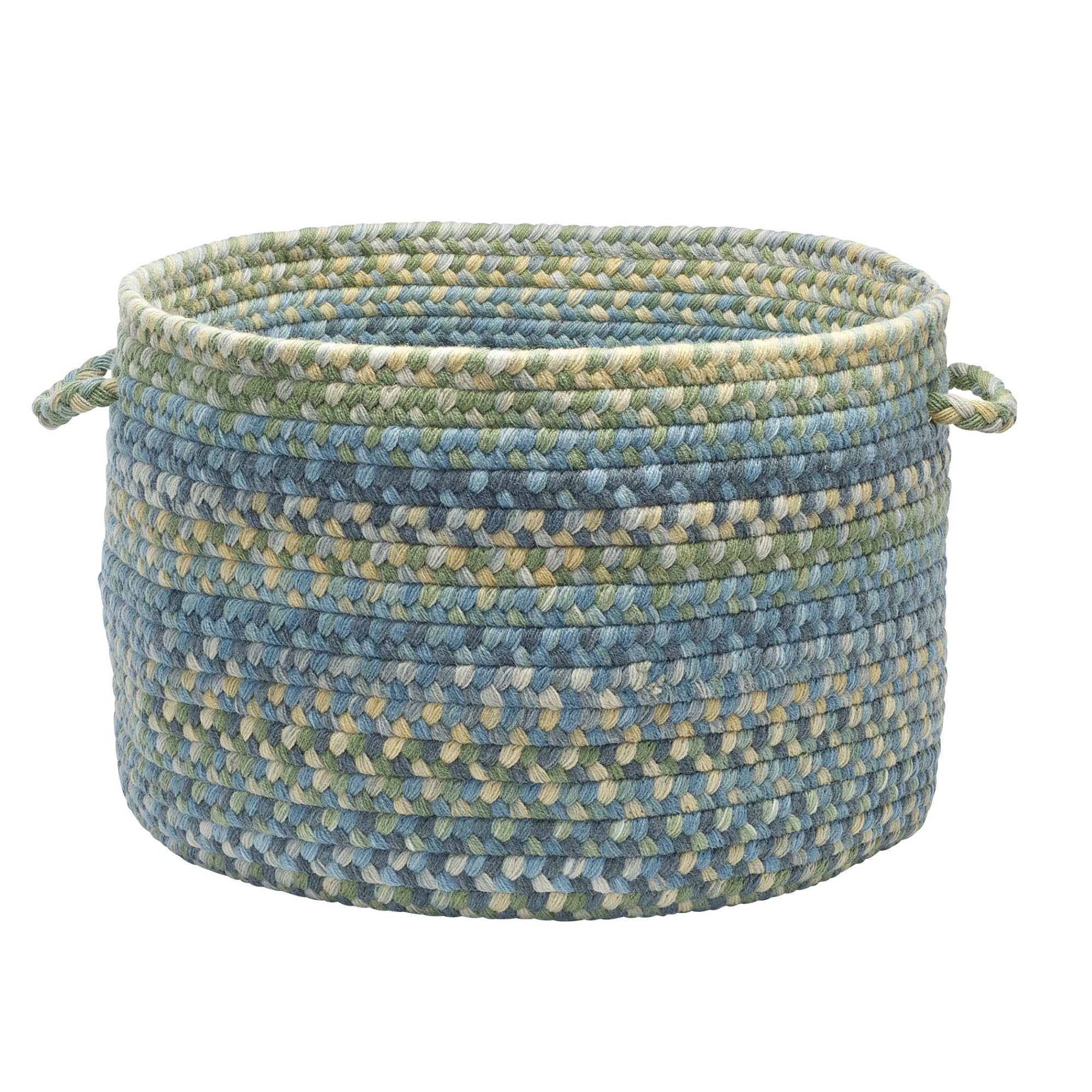 Colonial Mills 18" Blue, Gray and Green Handmade Braided Basket