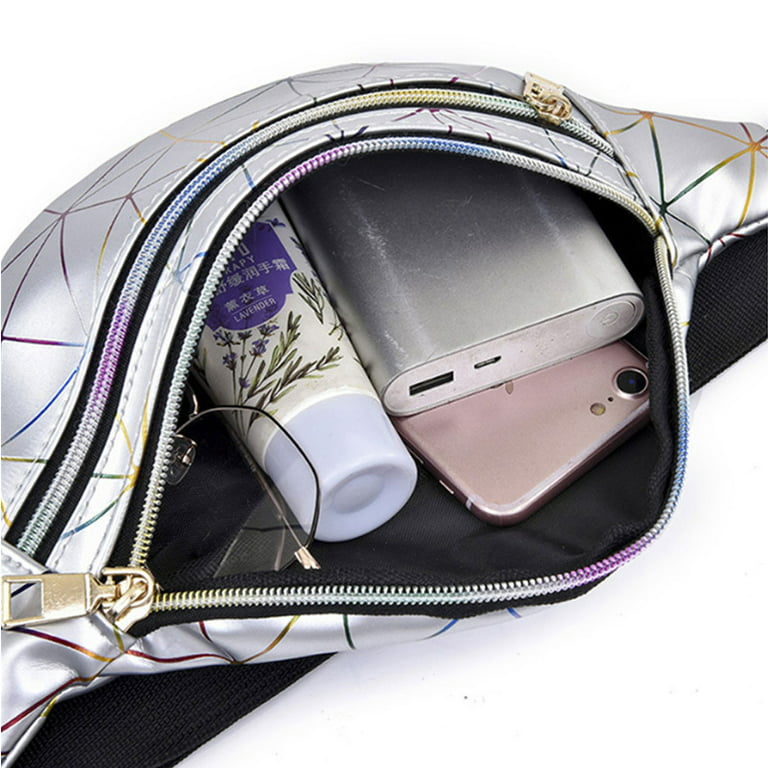 Holographic Waist Bags Women Silver Fanny Pack Female Belt Bag