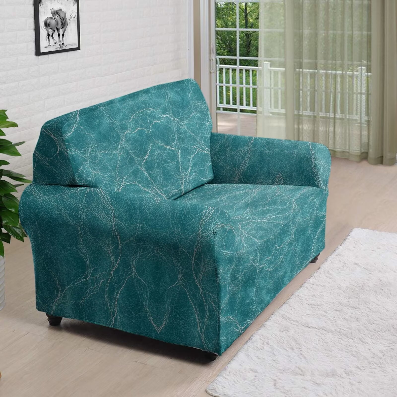 XYZCANDO Dark Green Couch Cover for 1 Cushion Couch Armchair Slipcover Sofa Cover Living Room Stretch Sofa Slipcover for 2 Seater Furniture Covers