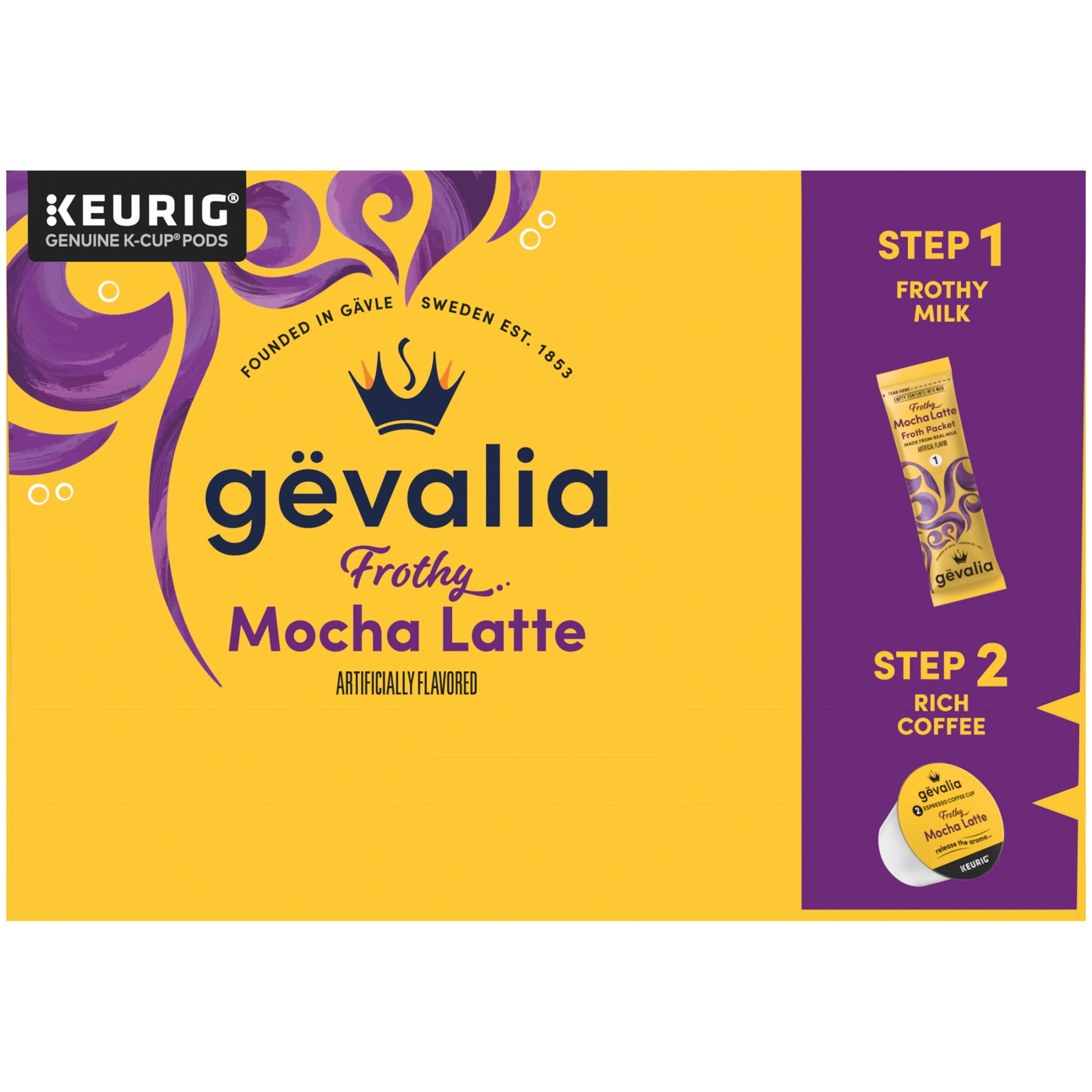 Gevalia, Mocha Latte K-Cup Espresso Pods & Froth Packets, 12 ct