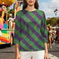 thumbnail image 6 of Gamivast Womens Mardi Gras Sweatshirts 3/4 Sleeve Striped Cute Pullover Loose Fitted Crewneck Tunic Dressy Tops Casual Carnival Party Outfits, 6 of 6
