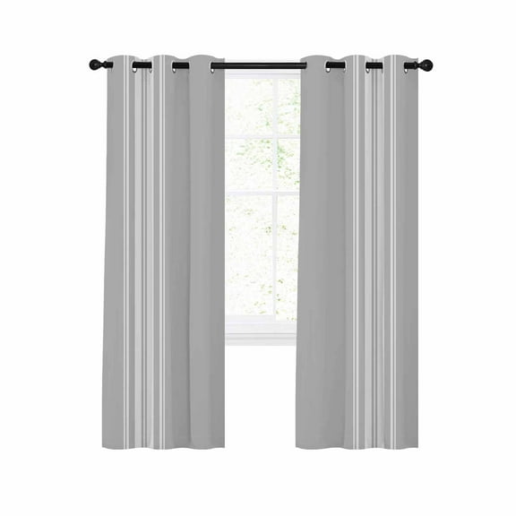 Grey Striped Blackout Curtains 54 Inches Long for Bedroom, Luxurious White Stripes Modern Abstract Art Thermal Insulated Room Darkening Black Out Window Curtain Panels Grommet Drapes for Living Room