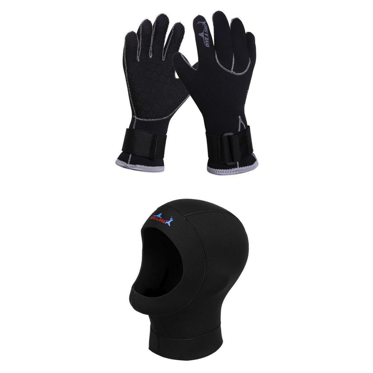 Diving Wetsuit Hood Mask   Hat & Snorkeling Thermal Gloves Five Finger Glove 
